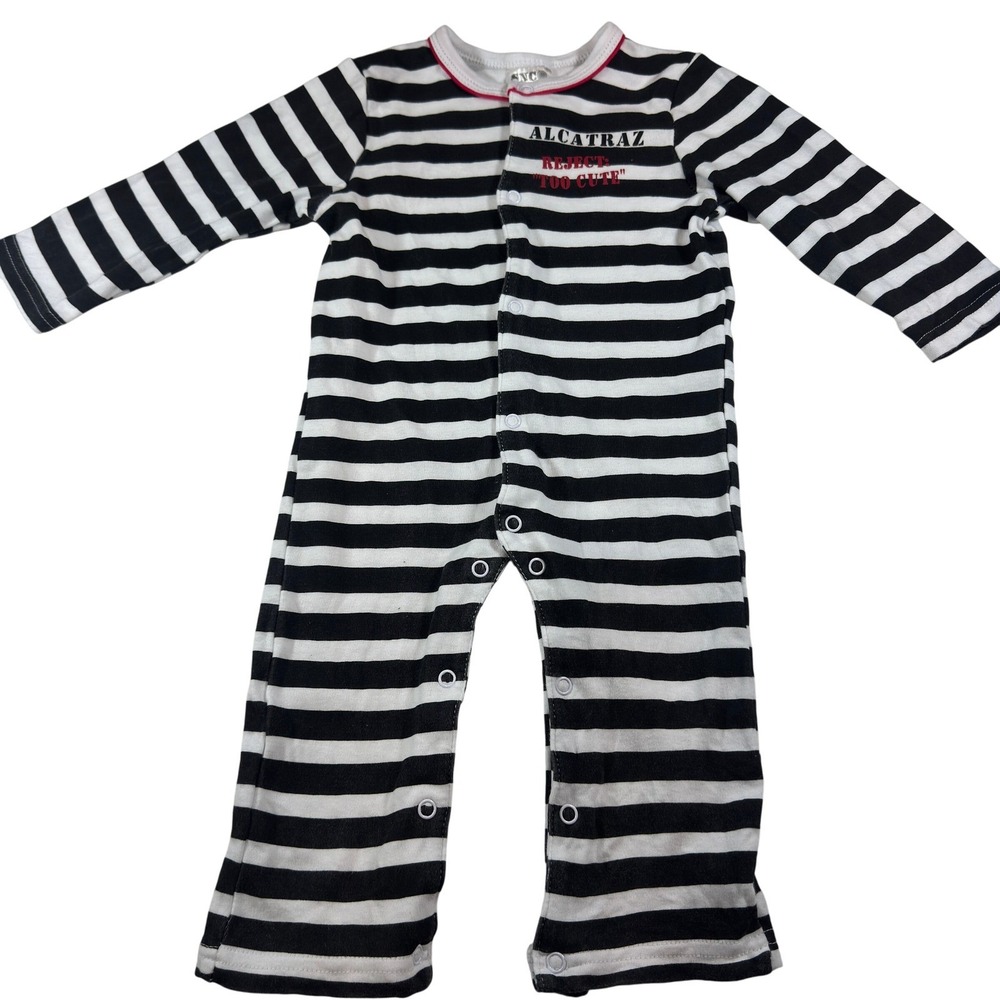 Smith Novelty Company Alcatraz Baby Pajamas Striped‎ 18 Month 100% Cotton